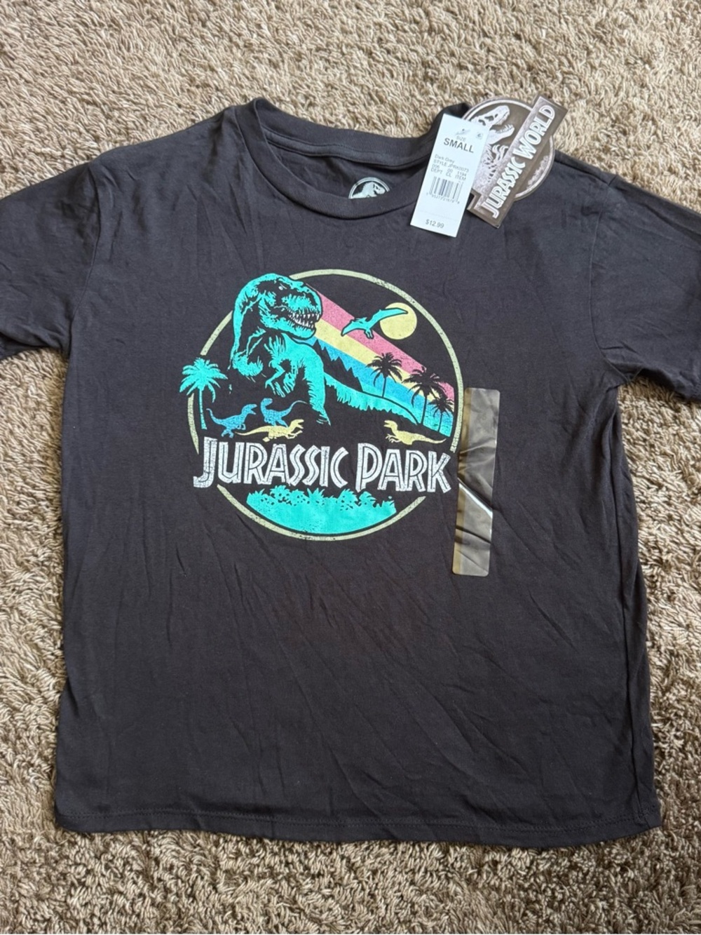 Jurassic Park Gray Graphic Tee - Neon Logo